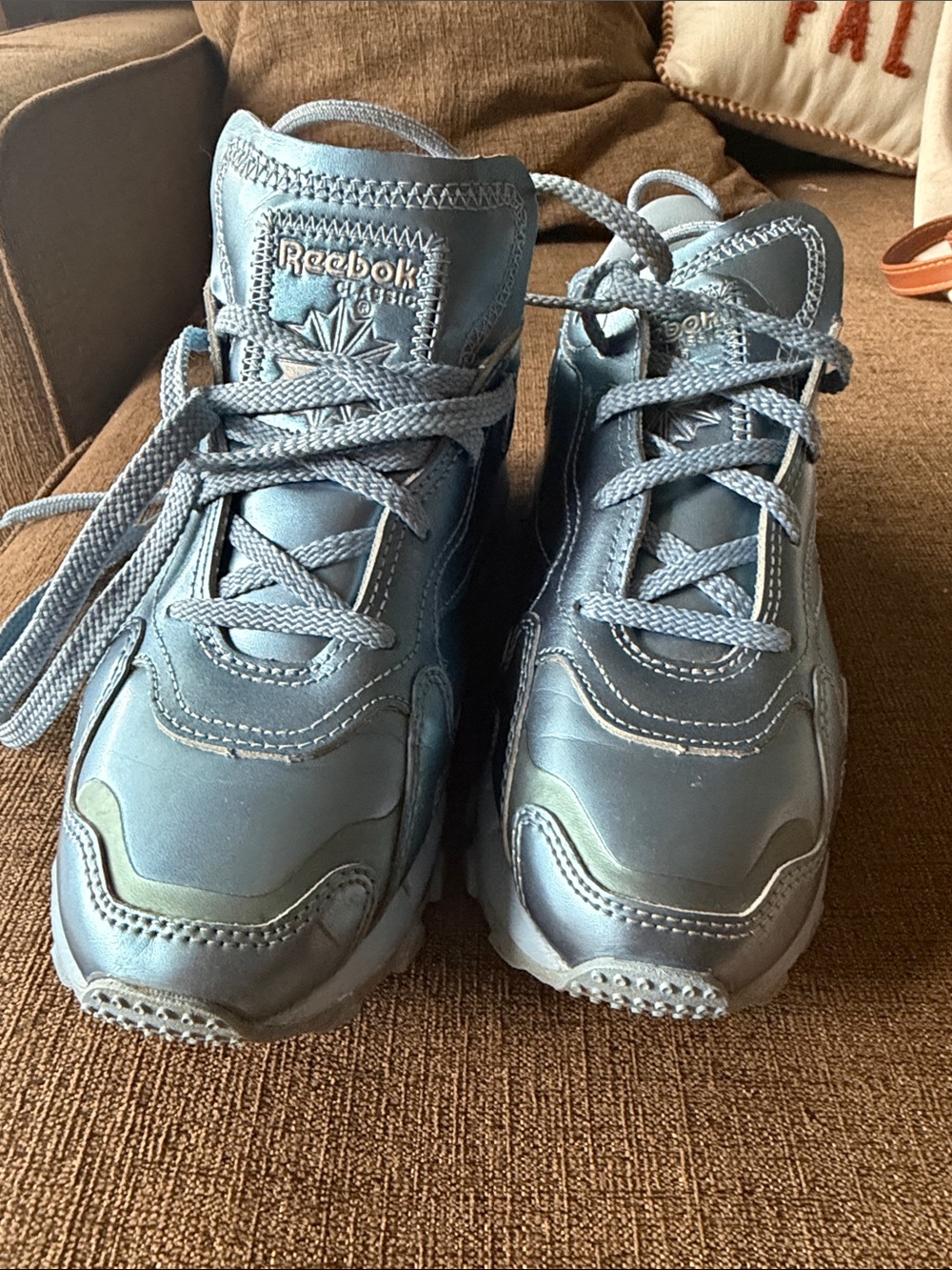 Reebok x Cardi B Classic Leather GY0965 Fluid Blue Silver Sneakers Women’s 7